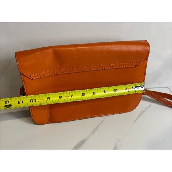 VTG Borse in Pelle Womens Orange Leather Shoulder Bag Crossbody Envelope Style - Picture 5 of 11